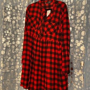 Never worn Suzanne Betro babydoll dress in red Buffalo check Size XL